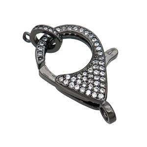 Copper Lobster Clasp Pave Zircon Unfade Black Plated, approx 18-25mm
