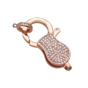 Copper Lobster Clasp Pave Zircon Unfade Rose Gold, approx 17-30mm