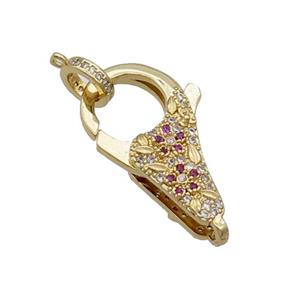 Copper Lobster Clasp Pave Zircon Unfade 18K Gold Plated, approx 16-28mm