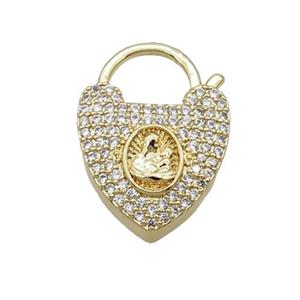 Copper Heart Clasp Pave Zircon Unfade 18K Gold Plated, approx 15-20mm
