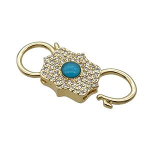 Copper Clasp Pave Zircon Unfade 18K Gold Plated, approx 11-25mm