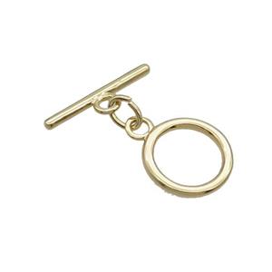 Copper Toggle Clasp Unfade 18K Gold Plated, approx 15mm, 21mm