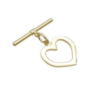 Copper Toggle Clasp Unfade Heart 18K Gold Plated, approx 18mm, 23mm