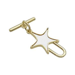 Copper Toggle Clasp Pave Shell Unfade 18K Gold Plated, approx 16-22mm, 16mm