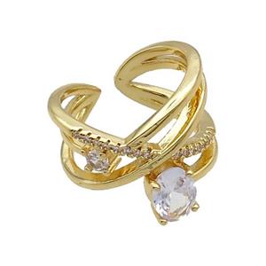 Copper Ring Pave Zircon Gold Plated, approx 6-8mm, 16mm, 18mm dia