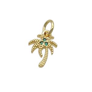 Copper Coconut Tree Pendant Pave Zircon Gold Plated, approx 8-10mm