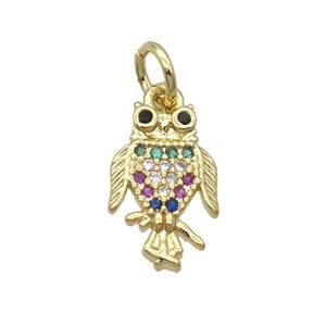 Copper Parrot Pendant Pave Zircon Bird Gold Plated, approx 8-13mm