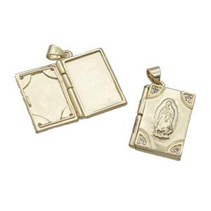 Copper Locket Pendant Jesus Rectangle Gold Plated, approx 15-20mm