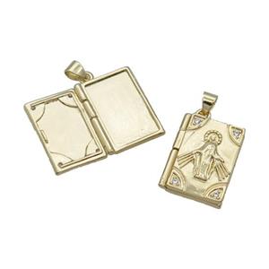 Copper Locket Pendant Virgin Mary Rectangle Gold Plated, approx 15-20mm