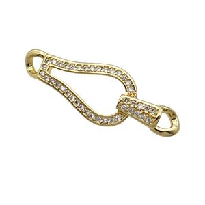 Copper Connector Pave Zircon Gold Plated, approx 13-35mm