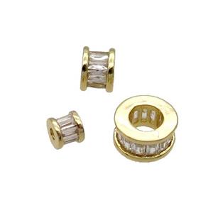 Copper Heishi Spacer Beads Pave Zircon Gold Plated, approx 4mm