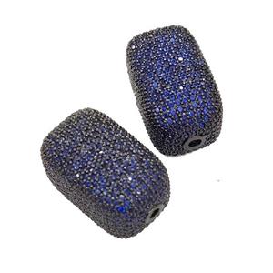 Copper Cuboid Beads Pave Blue Zircon Black Plated, approx 13-22mm