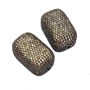 Copper Cuboid Beads Pave Champagne Zircon Black Plated, approx 13-22mm