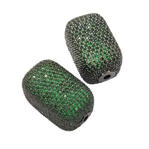 Copper Cuboid Beads Pave Green Zircon Black Plated, approx 13-22mm