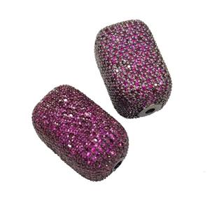 Copper Cuboid Beads Pave Hotpink Zircon Black Plated, approx 13-22mm