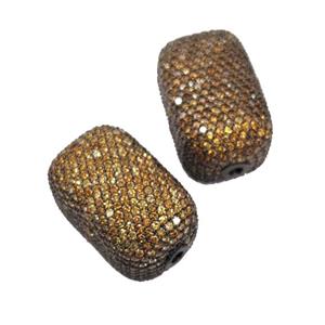 Copper Cuboid Beads Pave GoldChampagne Zircon Black Plated, approx 13-22mm