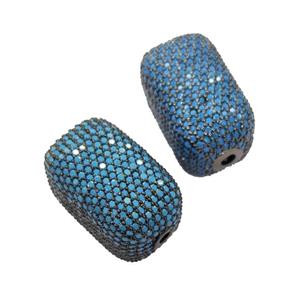 Copper Cuboid Beads Pave Turq Zircon Black Plated, approx 13-22mm