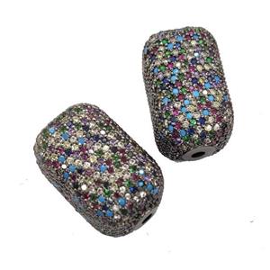 Copper Cuboid Beads Pave Mulitcolor Zircon Black Plated, approx 13-22mm
