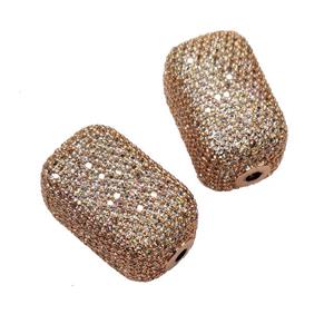 Copper Cuboid Beads Pave Zircon Rose Gold, approx 13-22mm
