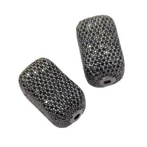 Copper Cuboid Beads Pave Black Zircon Black Plated, approx 13-22mm
