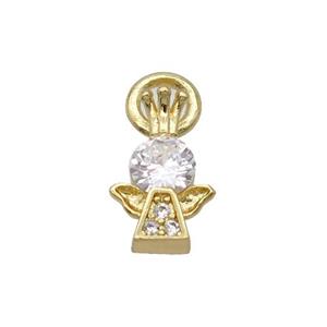 Copper Angel Pendant Pave Zircon Gold Plated, approx 7-11mm