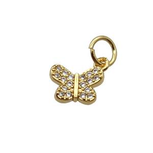 Copper Butterfly Pendant Pave Zircon Gold Plated, approx 6-8mm