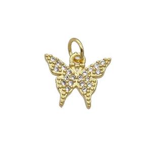 Copper Butterfly Pendant Pave Zircon Gold Plated, approx 10-12mm