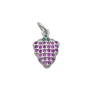 Copper Grapes Pendant Pave Zircon Platinum Plated, approx 8-11mm