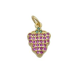 Copper Grapes Pendant Pave Zircon Gold Plated, approx 8-11mm