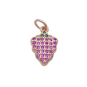 Copper Grapes Pendant Pave Zircon Rose Gold, approx 8-11mm