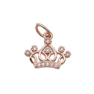 Copper Crown Pendant Pave Zircon Rose Gold, approx 9-12.5mm