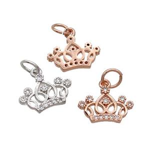 Copper Crown Pendant Pave Zircon Mixed, approx 9-12.5mm