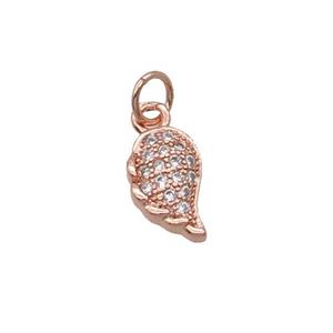 Copper Pendant Pave Zircon Angel Wing Rose Gold, approx 6.5-11mm