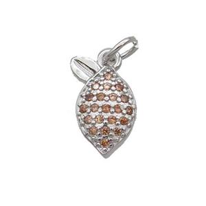 Copper Pineapple Pendant Pave Zircon Platinum Plated, approx 7-12mm