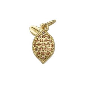 Copper Pineapple Pendant Pave Zircon Gold Plated, approx 7-12mm