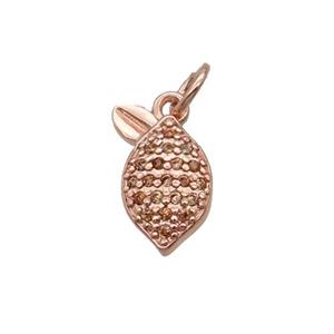 Copper Pineapple Pendant Pave Zircon Rose Gold, approx 7-12mm