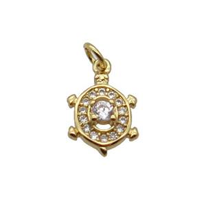 Copper Tortoise Pendant Pave Zircon Gold Plated, approx 9-11mm