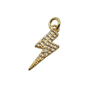 Copper Lightning Pendant Pave Zircon Gold Plated, approx 5-14mm