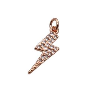 Copper Lightning Pendant Pave Zircon Rose Gold, approx 5-14mm