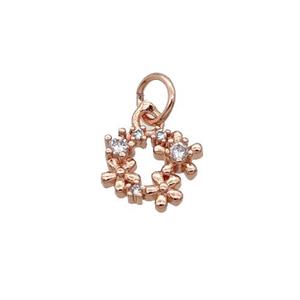Copper Wreath Pendant Pave Zircon Rose Gold, approx 9mm