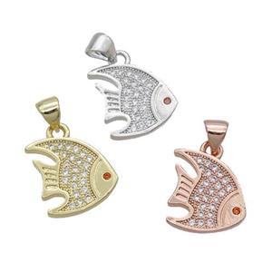Copper Goldfish Pendant Pave Zircon Mixed, approx 13-14mm