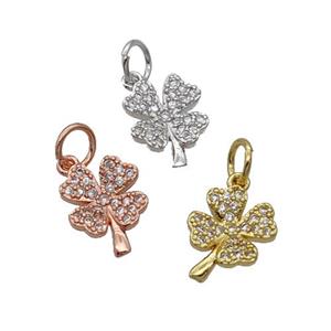 Copper Clover Pendant Pave Zircon Mixed, approx 8-10mm