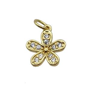Copper Flower Pendant Pave Zircon Gold Plated, approx 10mm
