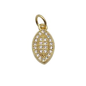 Copper Leaf Pendant Pave Zircon Gold Plated, approx 7-11.5mm
