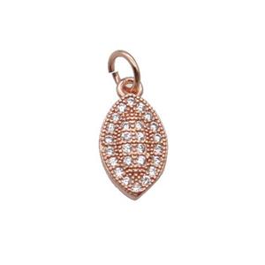 Copper Leaf Pendant Pave Zircon Rose Gold, approx 7-11.5mm
