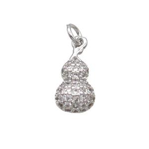 Copper Gourd Pendant Pave Zircon Platinum Plated, approx 6-11mm