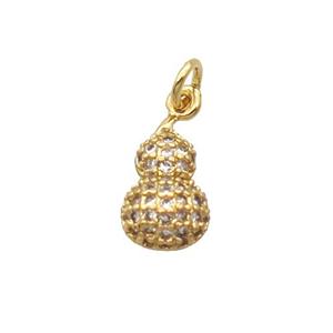 Copper Gourd Pendant Pave Zircon Gold Plated, approx 6-11mm