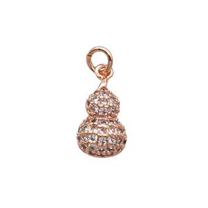 Copper Gourd Pendant Pave Zircon Rose Gold, approx 6-11mm