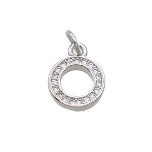 Copper Circle Pendant Pave Zircon Platinum Plated, approx 9.5mm