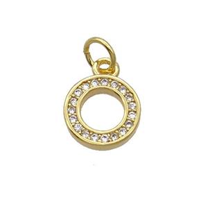 Copper Circle Pendant Pave Zircon Gold Plated, approx 9.5mm